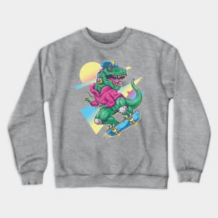 Retro Rex Skater: Time-Traveling Thrills Crewneck Sweatshirt